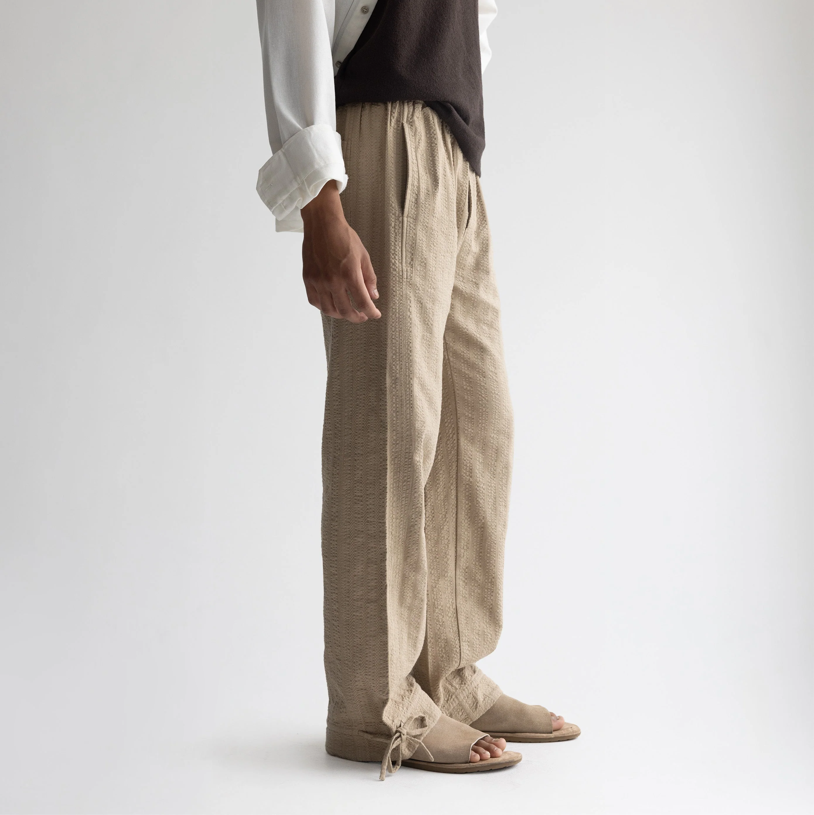 SEER SUCKER PYJAMA - KHAKI - Image 4