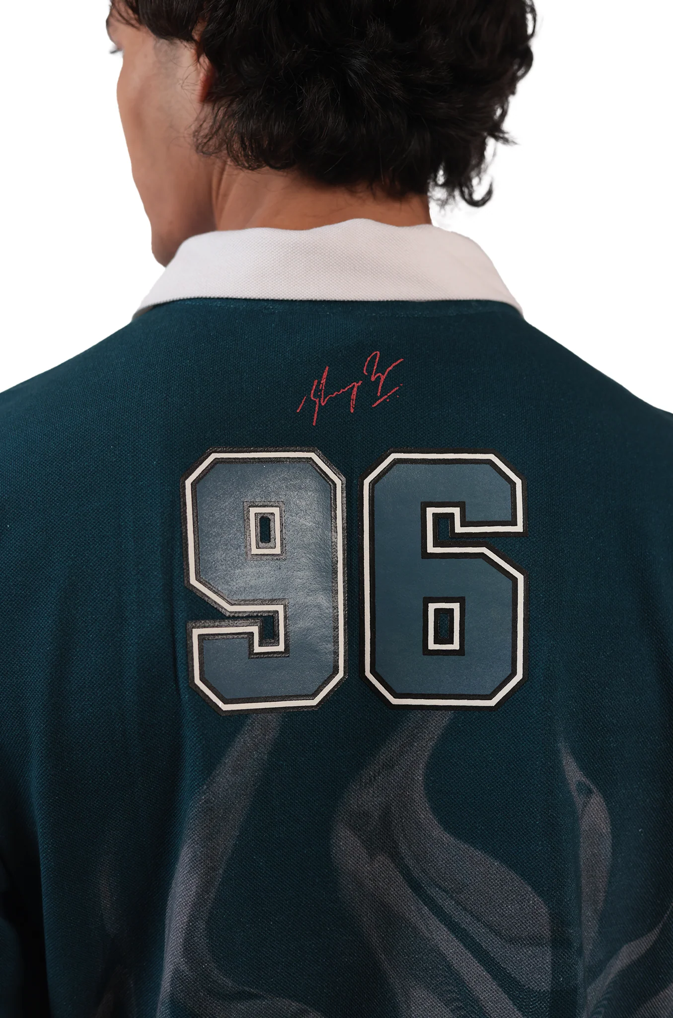 Shreyas Iyer x HUEMN 'SI' monogram full sleeved t-shirt in checkered flame pattern (Blue) - Image 8