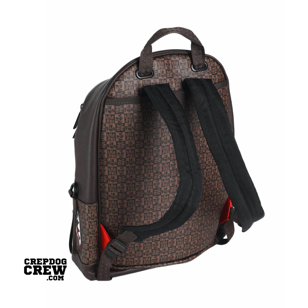 SPRAYGROUND BACKPACK SHARKS IN PARIS CHECK Emperor SIDE Brown - Image 2