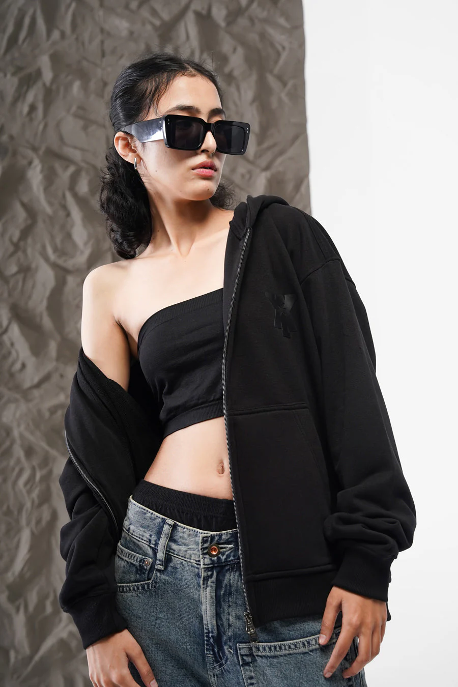 STAMP ZIP UP HOODIE – BLACK - Image 11