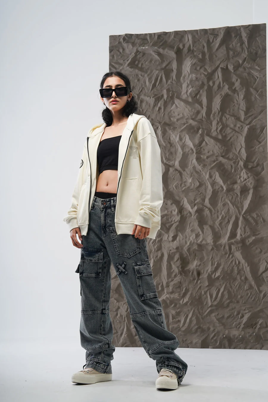 STAMP ZIP UP HOODIE – OFF WHITE - Image 12
