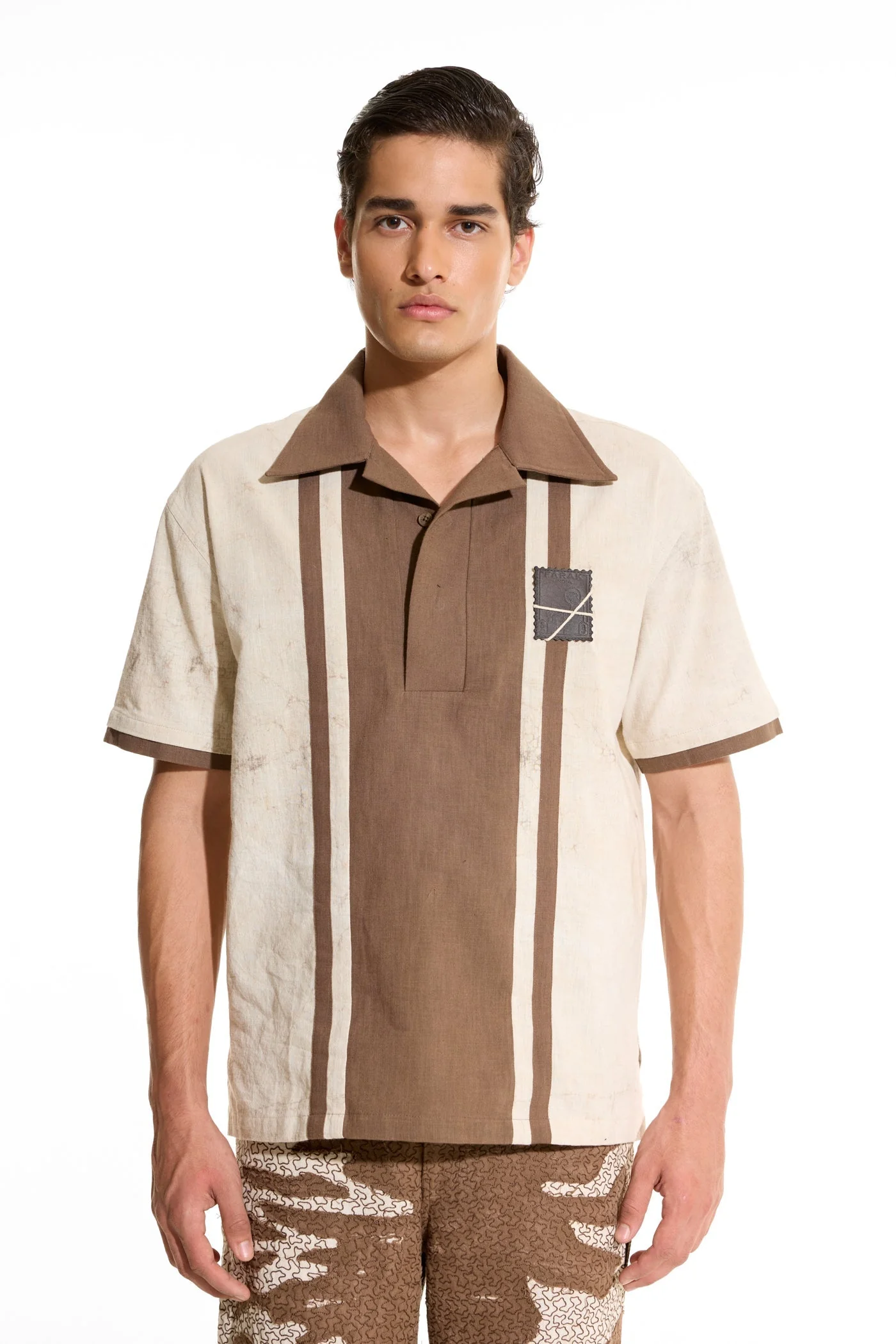 Stripe Beige Polo Shirt - Image 4