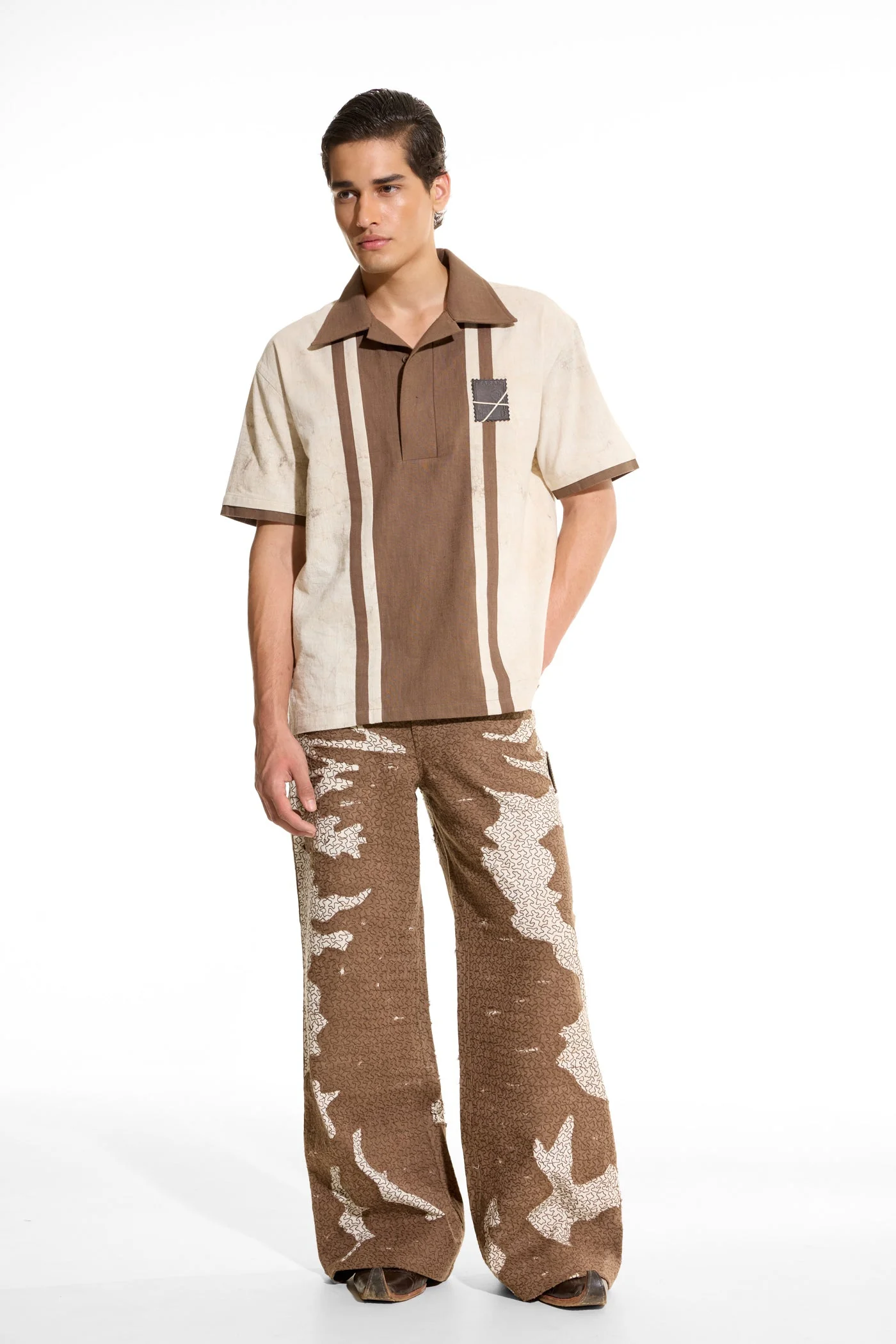 Stripe Beige Polo Shirt - Image 5