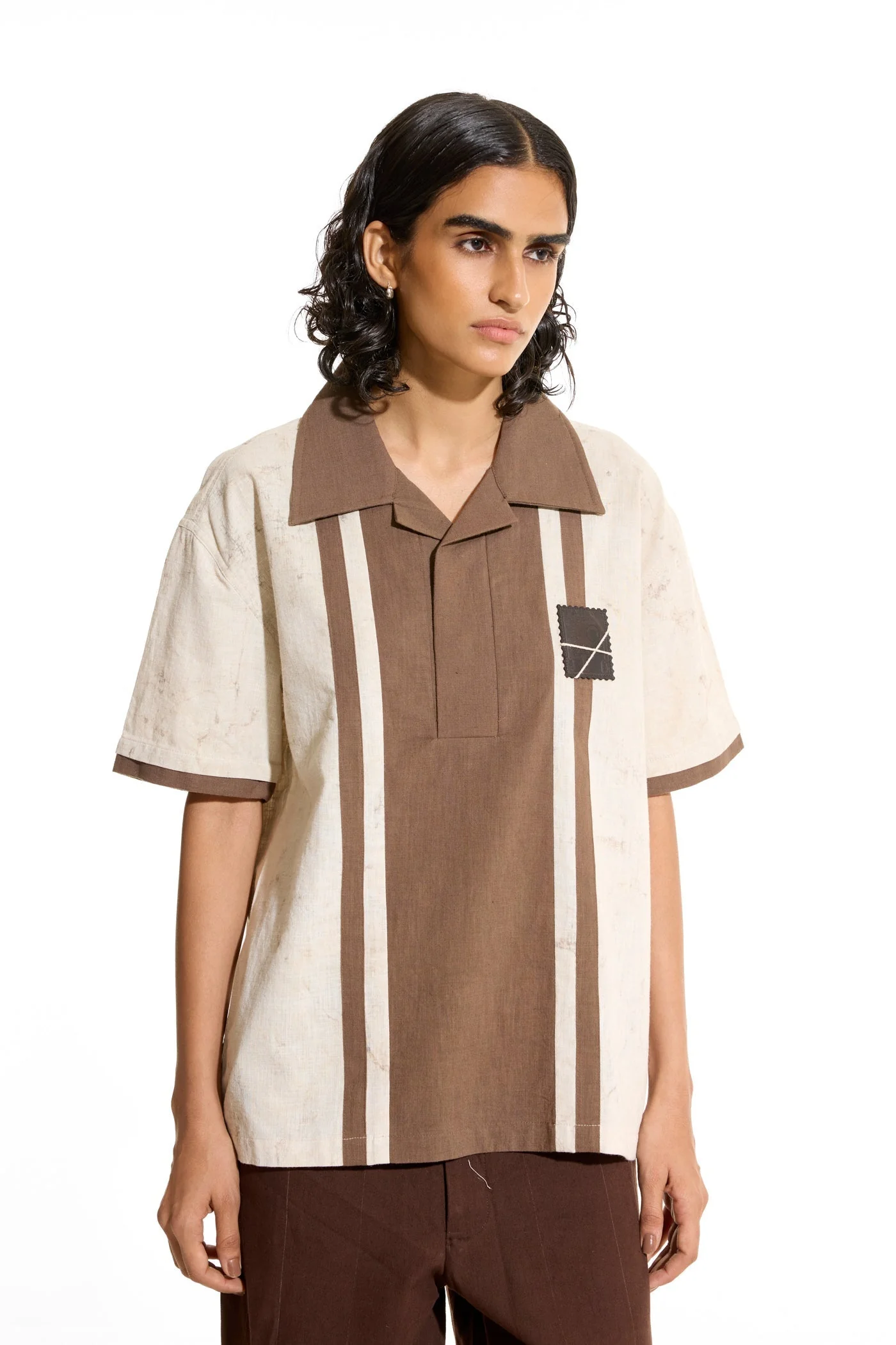 Stripe Beige Polo Shirt - Image 6