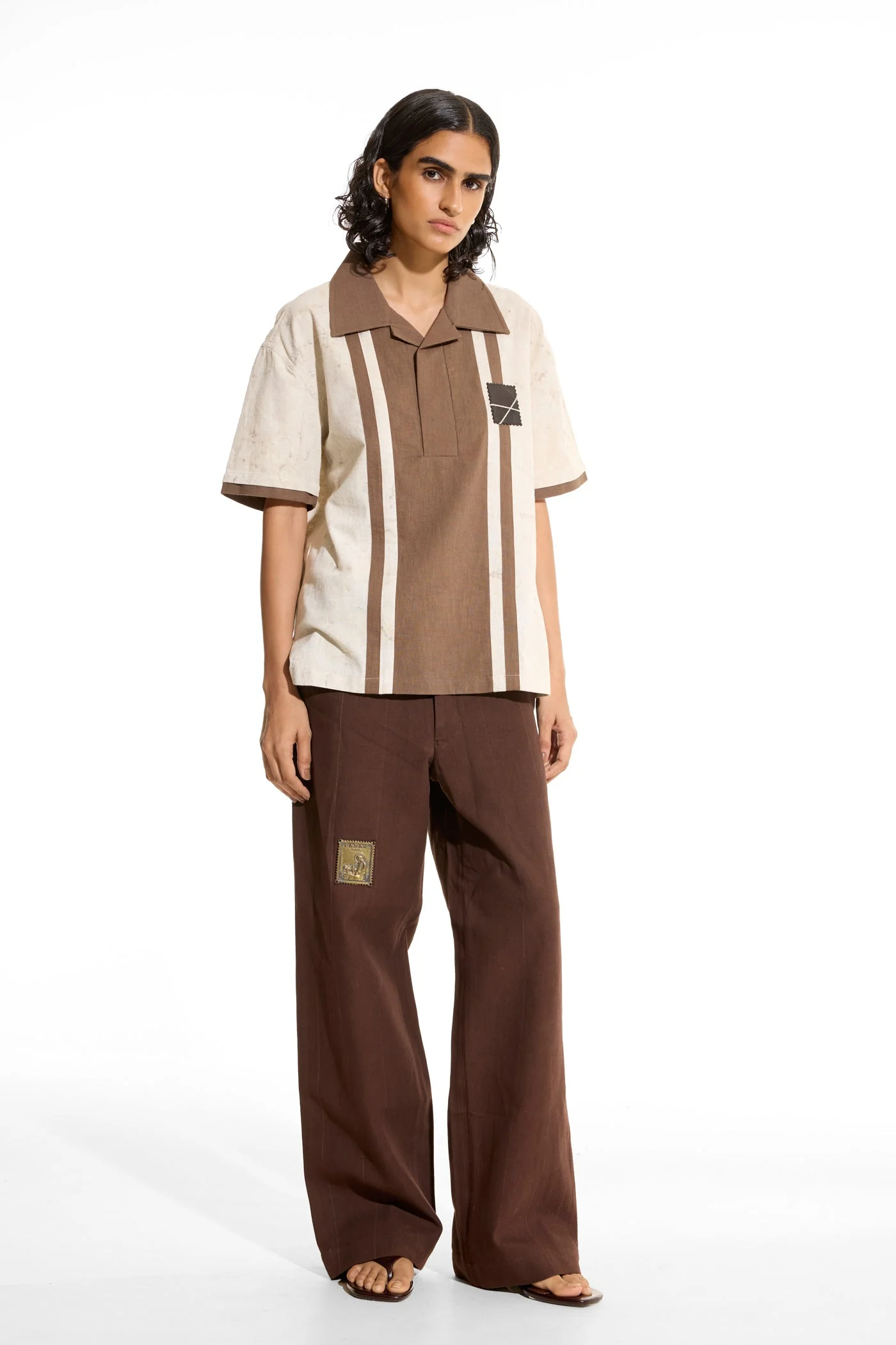 Stripe Beige Polo Shirt - Image 7