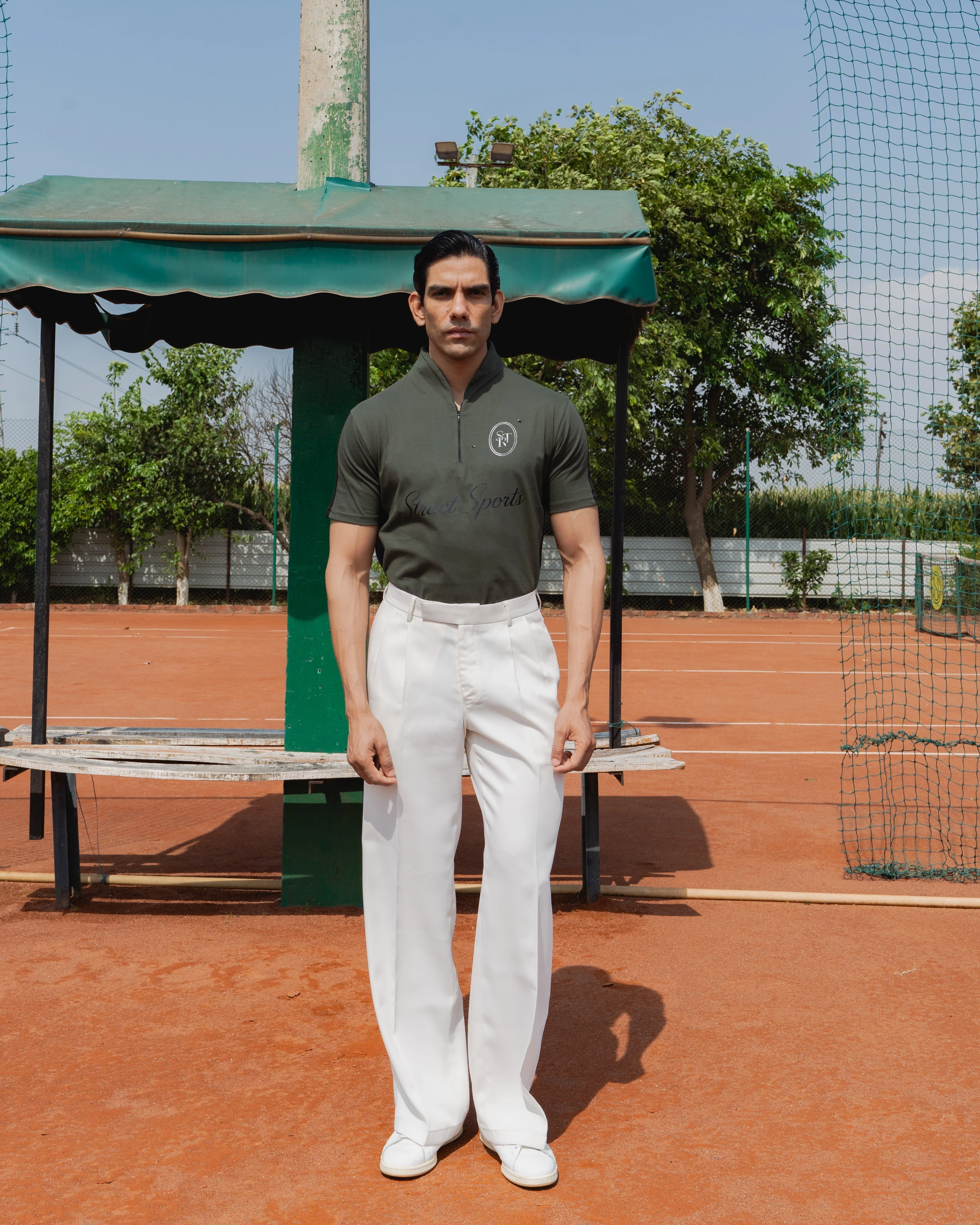 STRUCT CLUB HALF ZIP T-SHIRT - OLIVE - Image 3