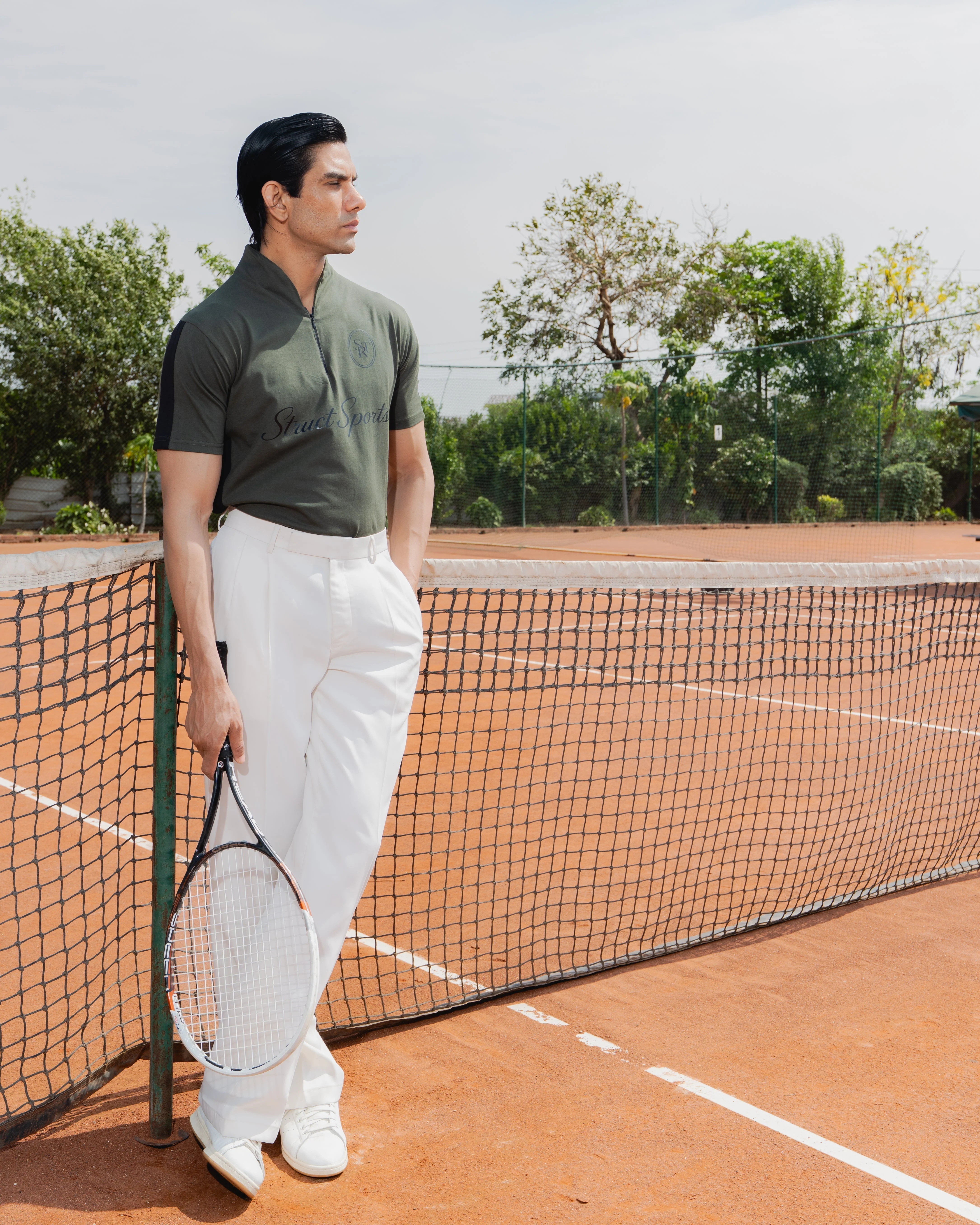 STRUCT CLUB HALF ZIP T-SHIRT - OLIVE - Image 9