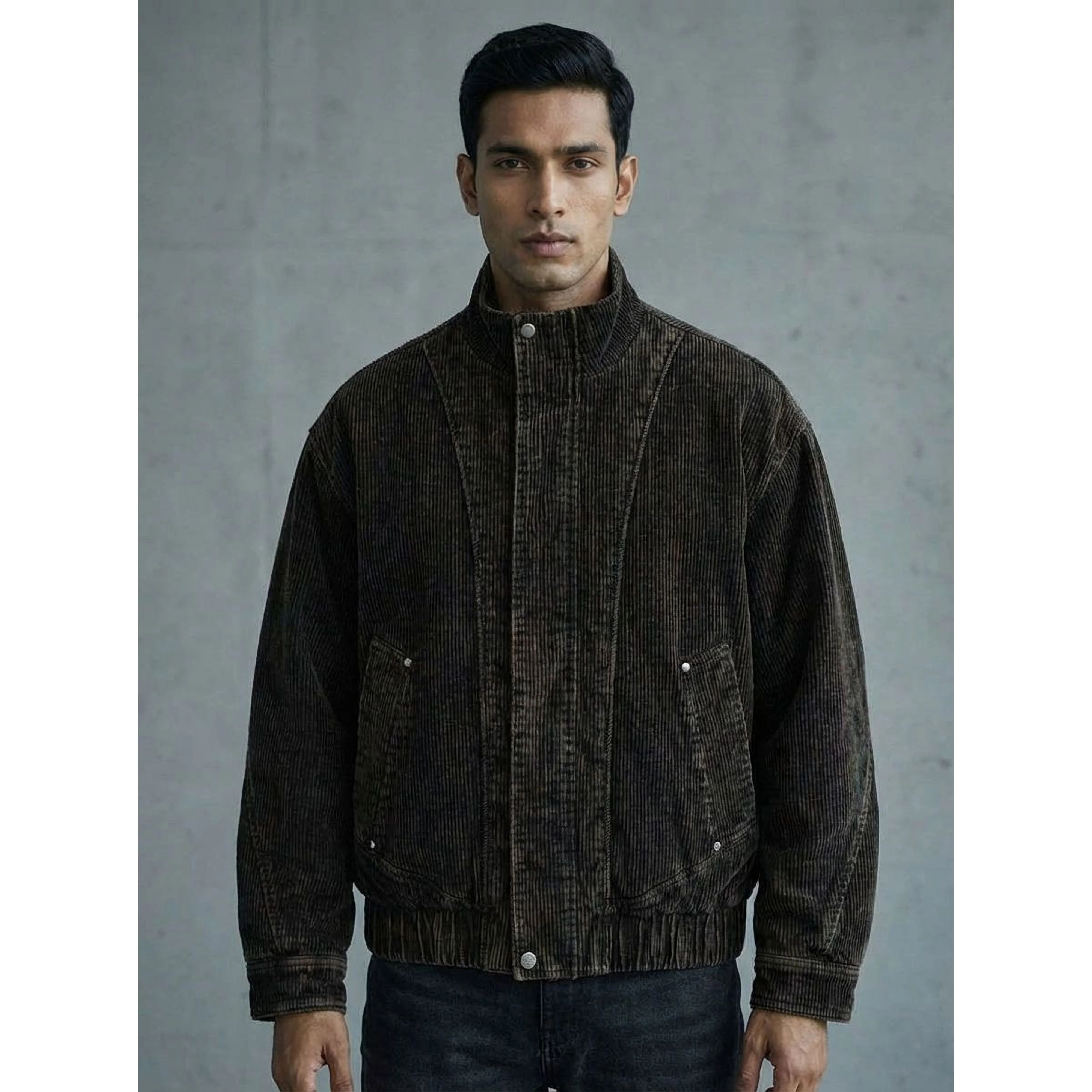 STRUCTURED CORDUROY JACKET - BROWN - Image 5