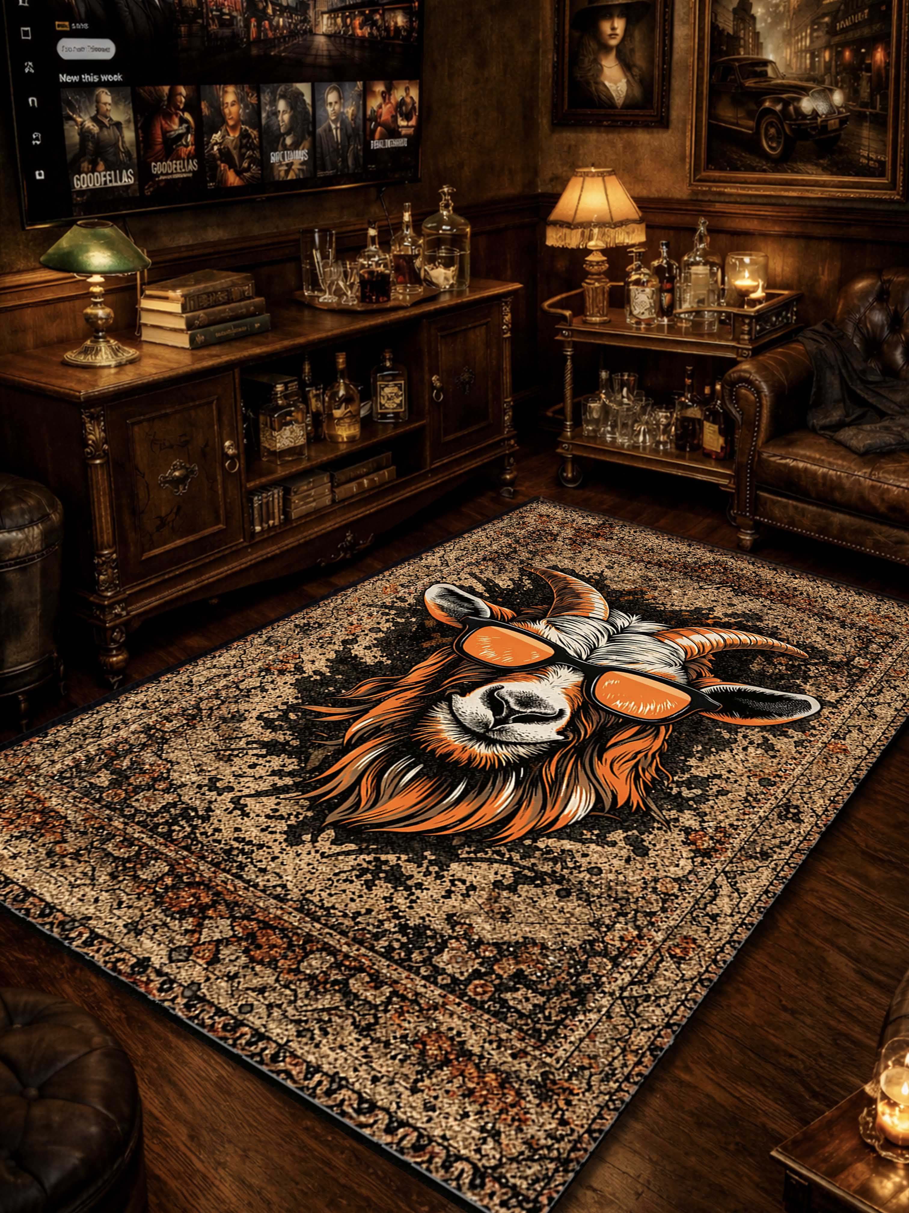 Summer goat Traditional Washable Custom Rug - Image 2