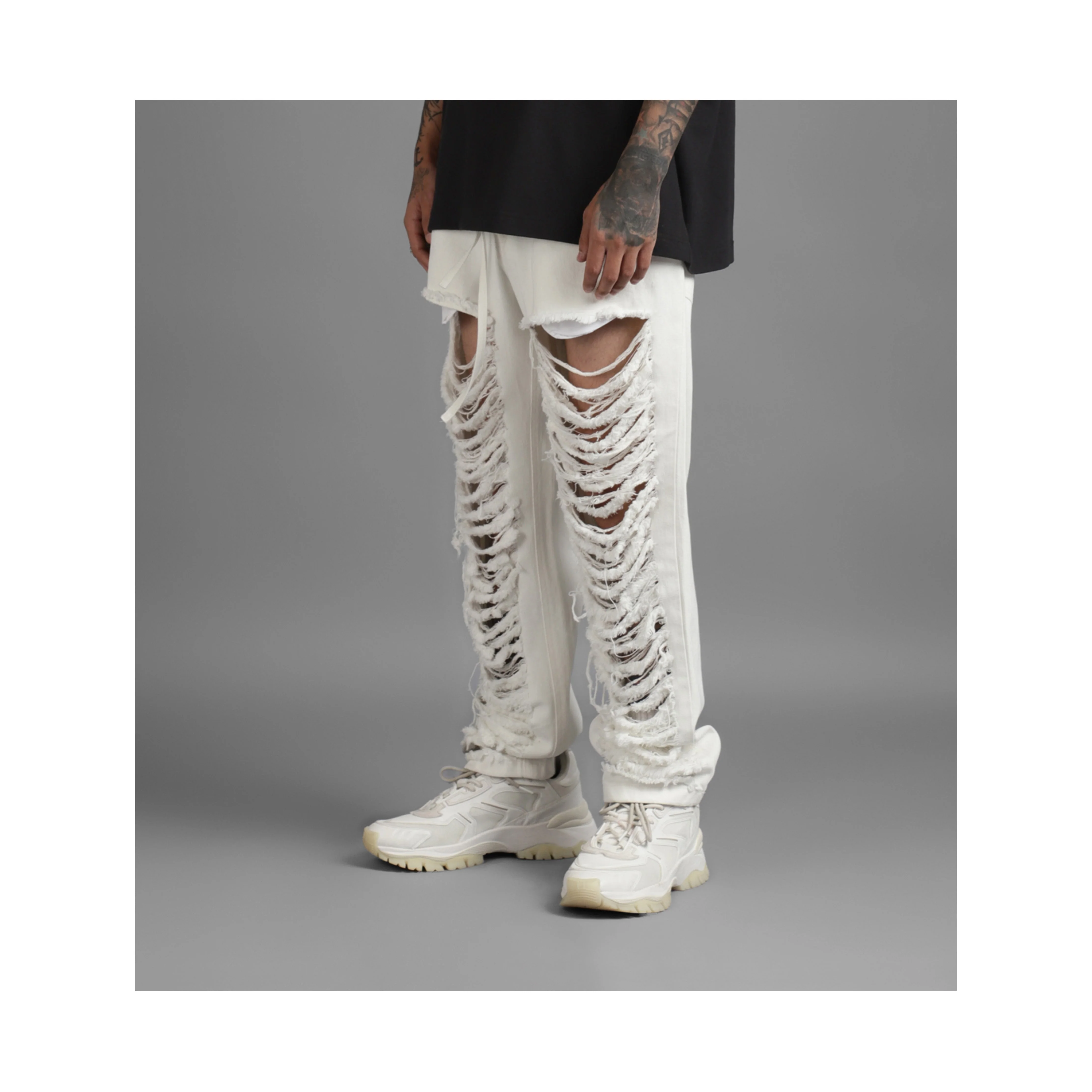 SuperHUEMN Slit and Frayed Denim (White) - Image 3