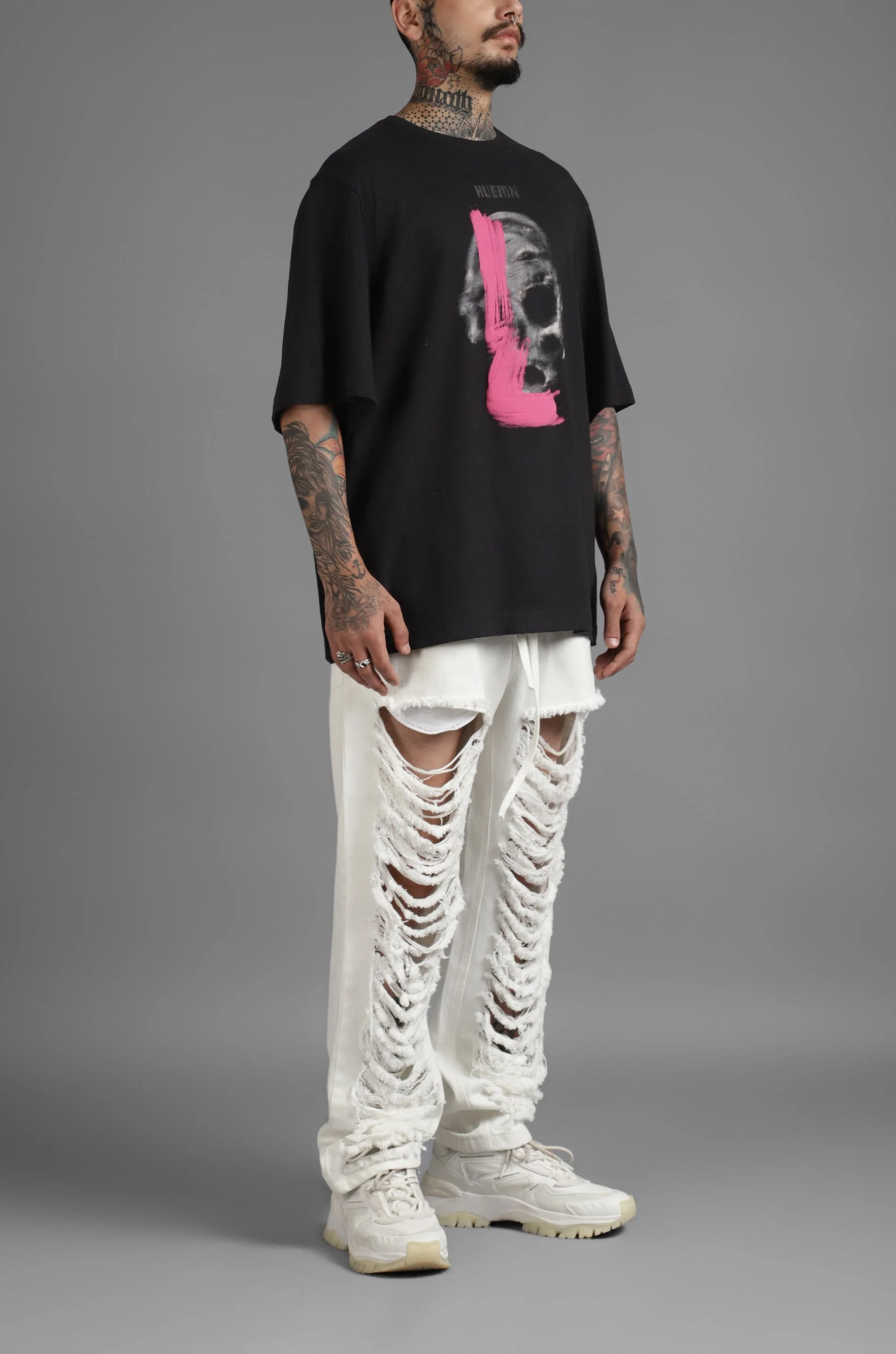 SuperHUEMN Slit and Frayed Denim (White) - Image 4