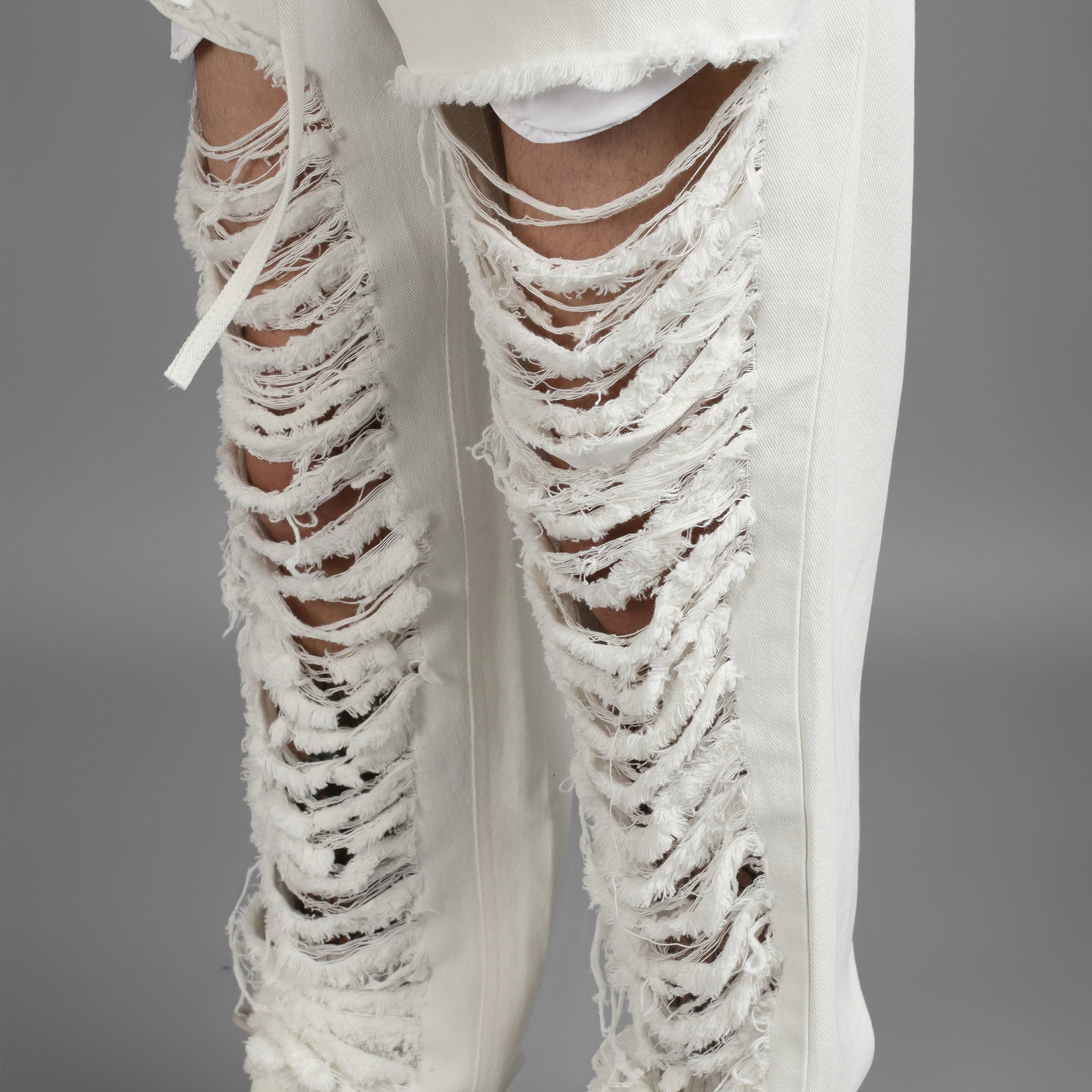SuperHUEMN Slit and Frayed Denim (White) - Image 5