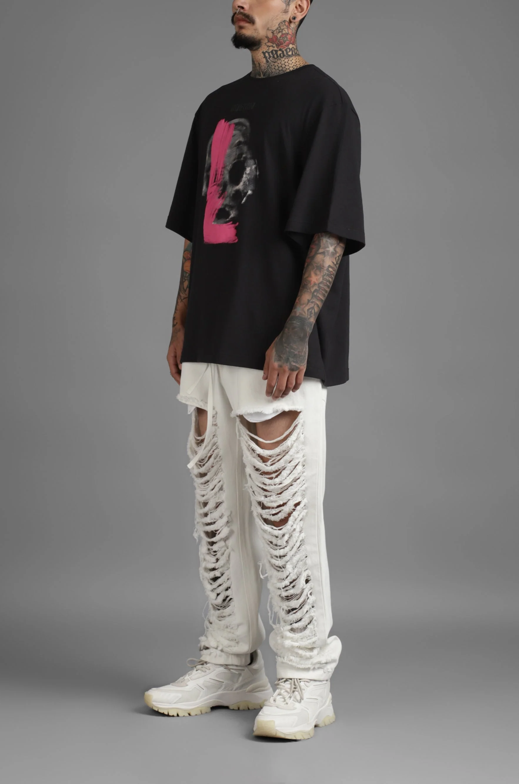 SuperHUEMN Slit and Frayed Denim (White) - Image 6