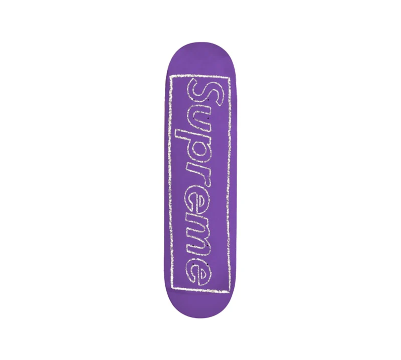 Supreme KAWS Chalk Logo Skateboard Deck Purple