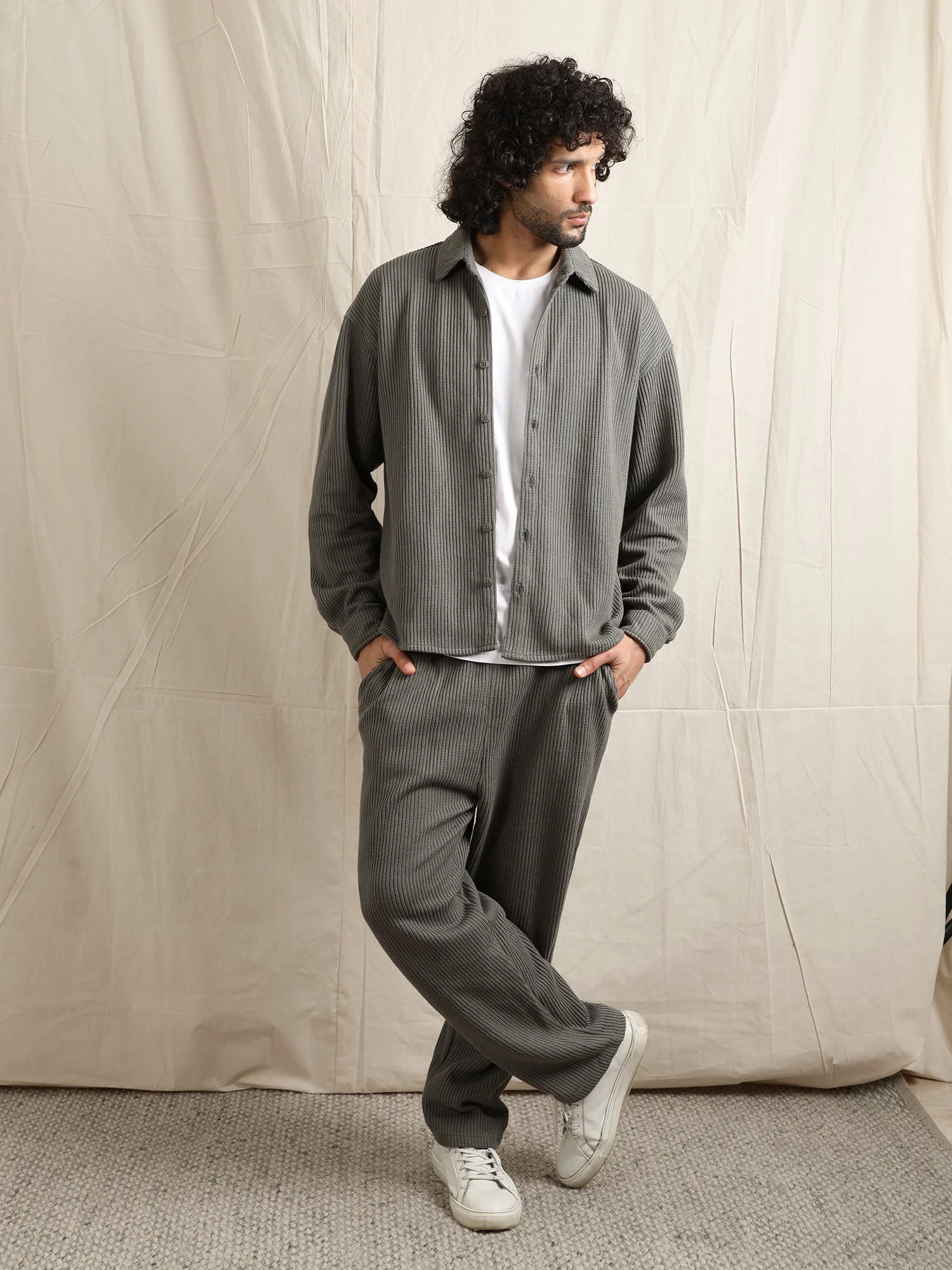 SWEATER KNIT FABRIC PANT(OLIVE) - Image 5