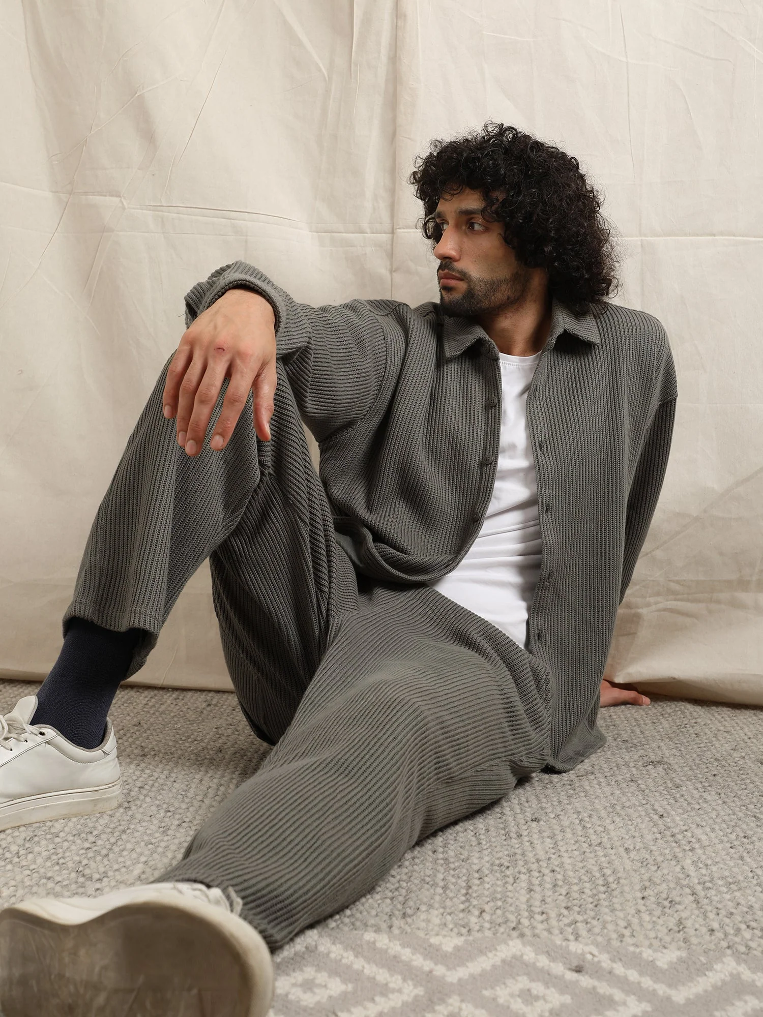 SWEATER KNIT FABRIC PANT(OLIVE) - Image 6