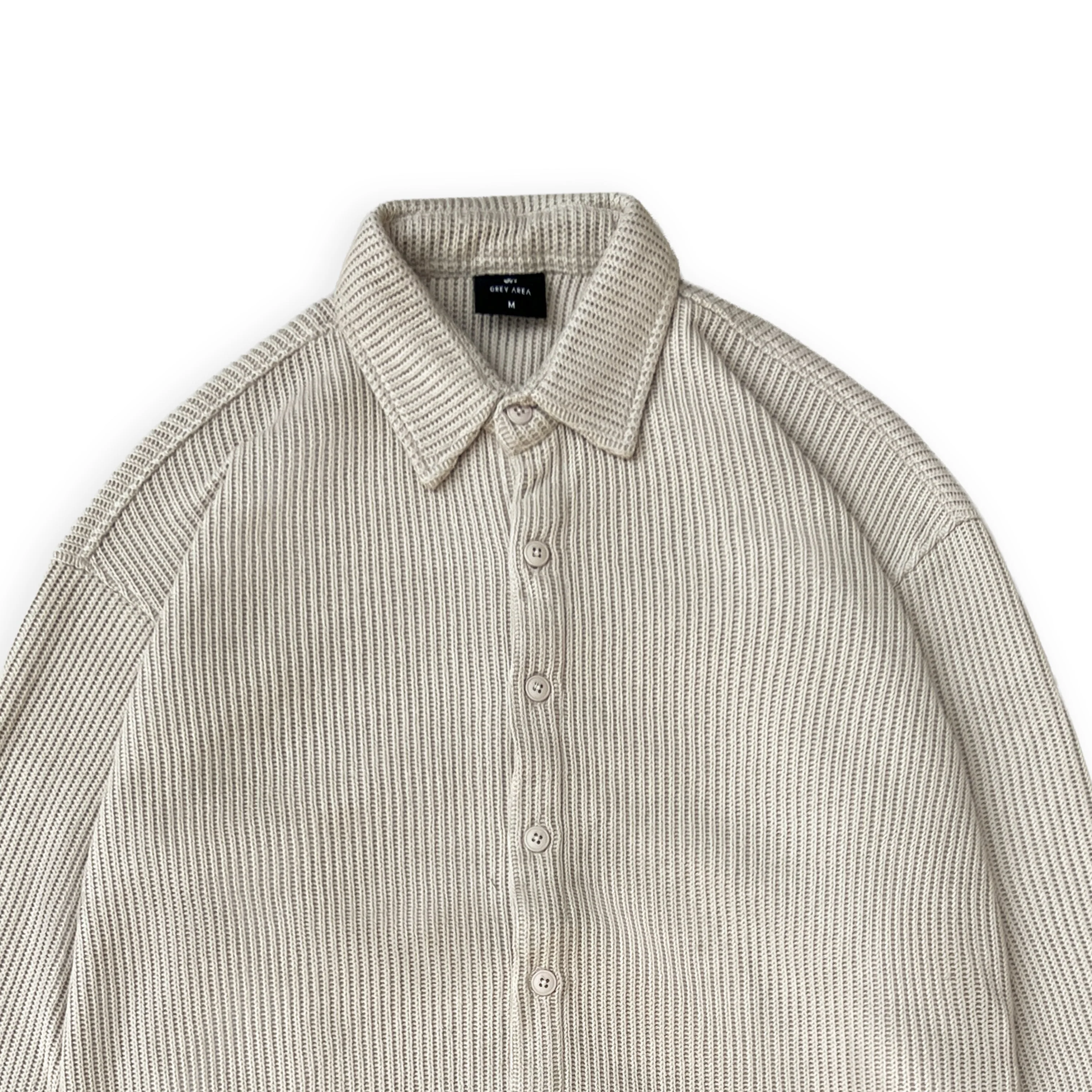 SWEATER KNIT FABRIC SHIRT(CREAM) - Image 2