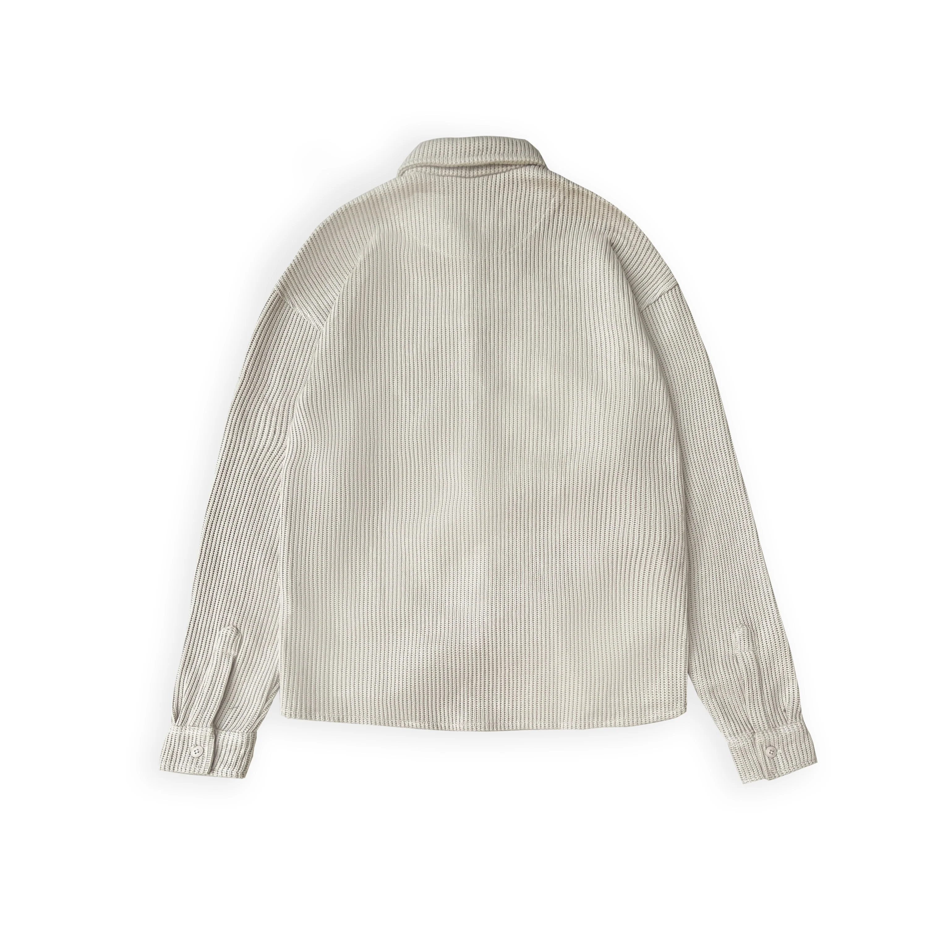 SWEATER KNIT FABRIC SHIRT(CREAM) - Image 3