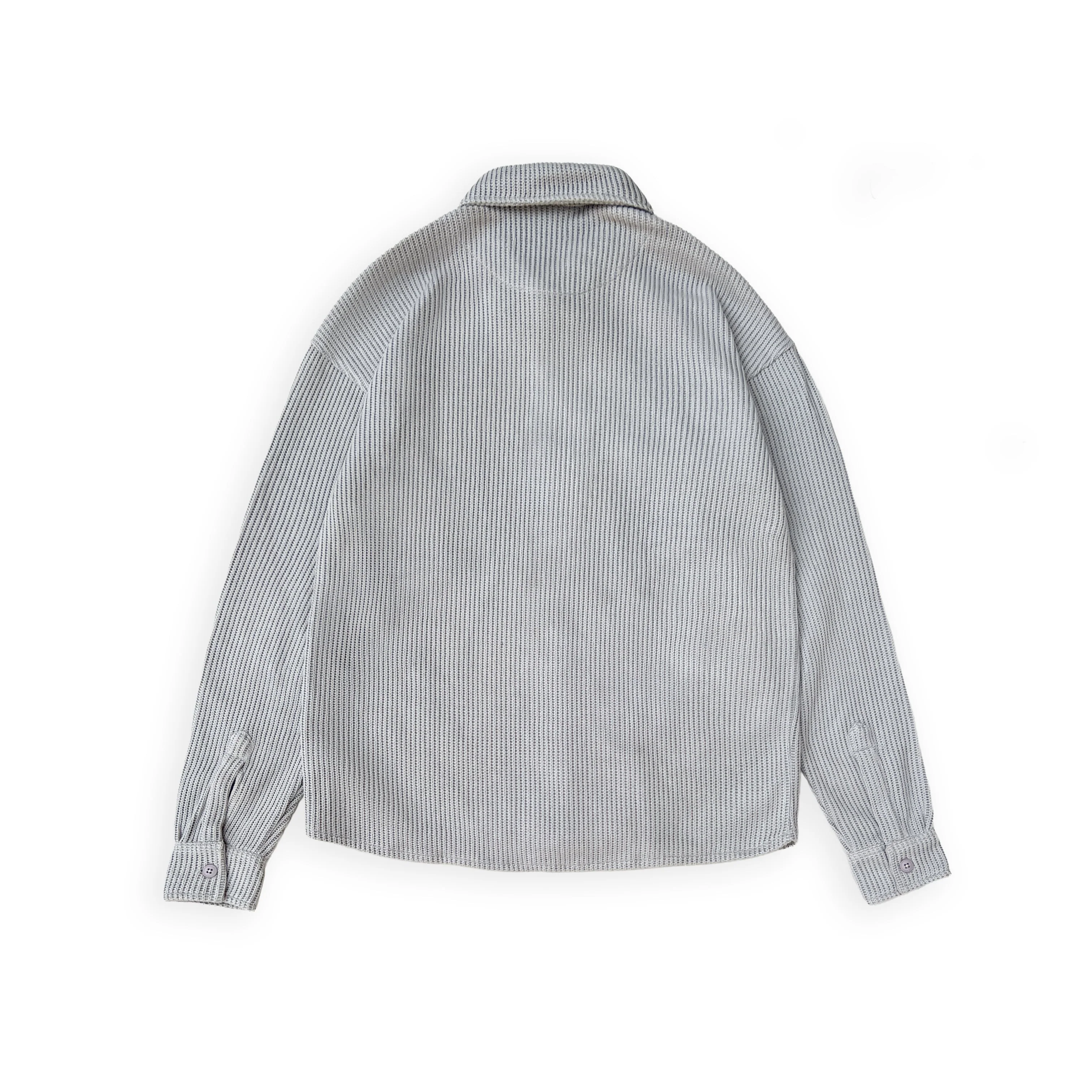 SWEATER KNIT FABRIC SHIRT(LIGHT GREY) - Image 2