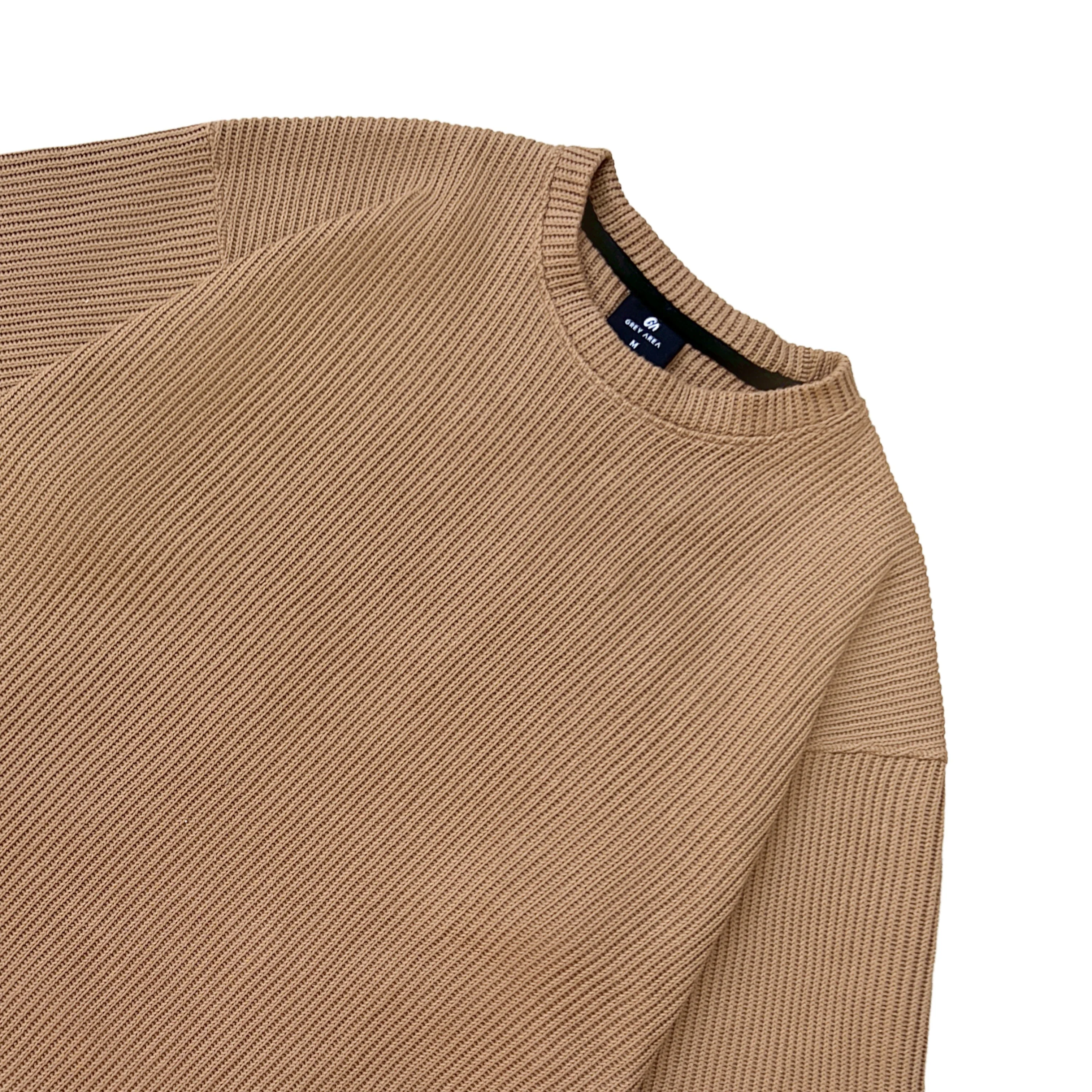 SWEATER KNIT FABRIC TSHIRT(BROWN) - Image 2