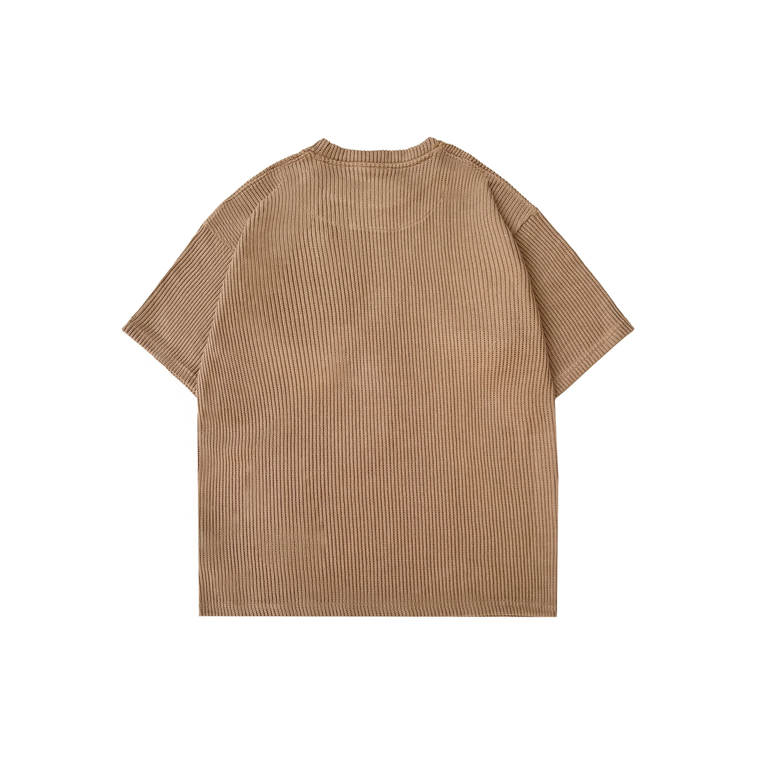 SWEATER KNIT FABRIC TSHIRT(BROWN) - Image 4