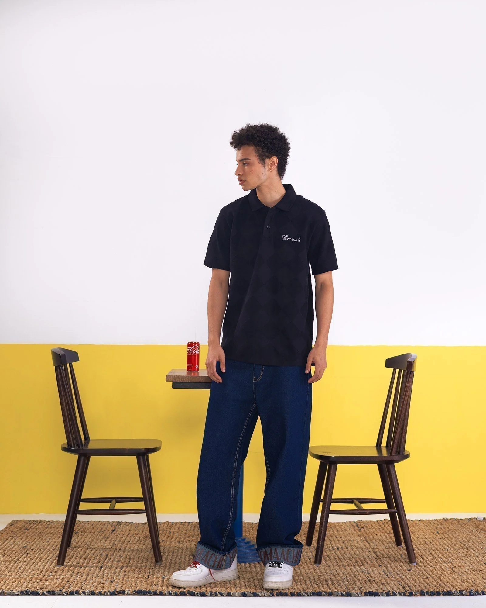 Textured Polo Black T-shirt (Regular Fit) - Image 3