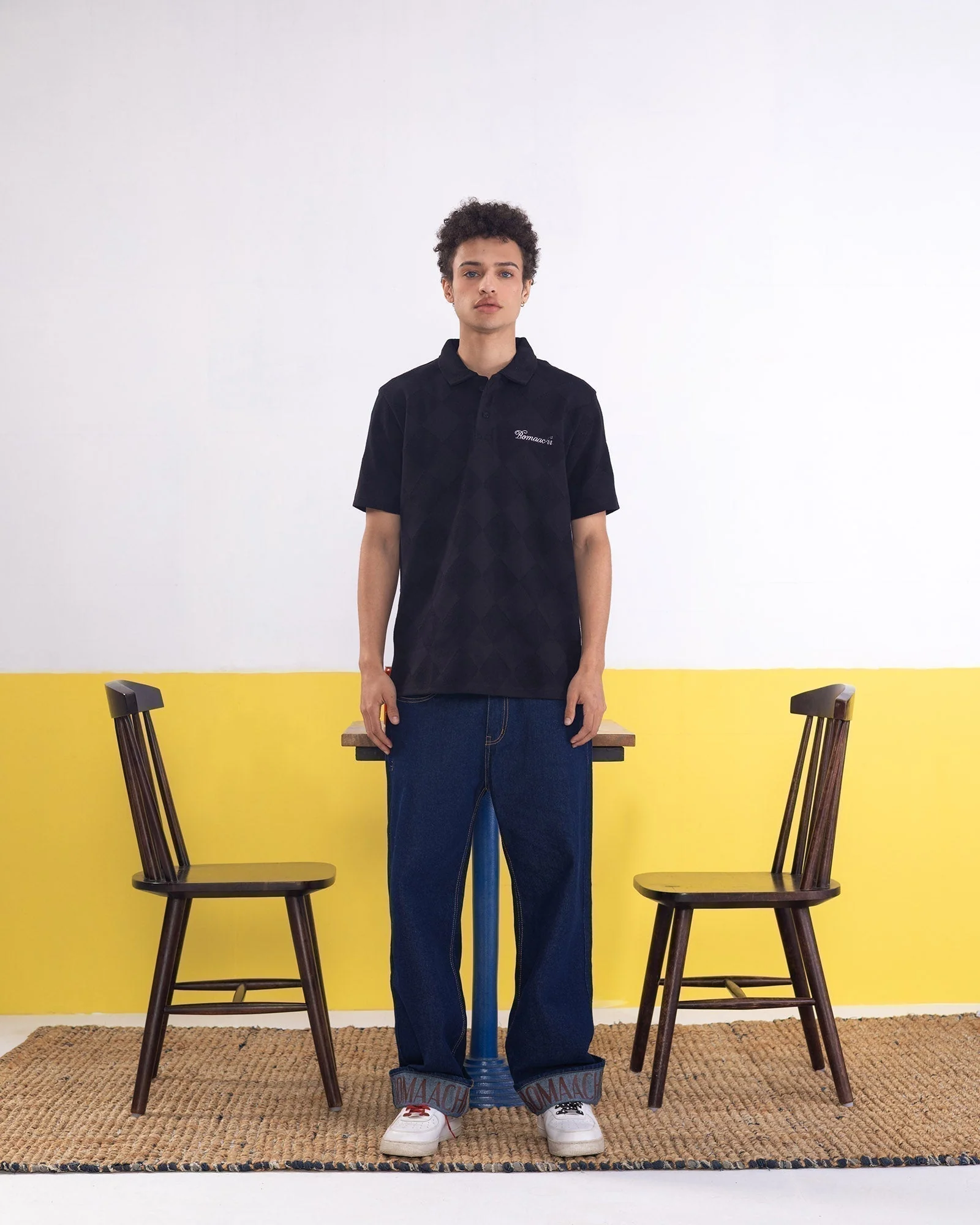 Textured Polo Black T-shirt (Regular Fit) - Image 7