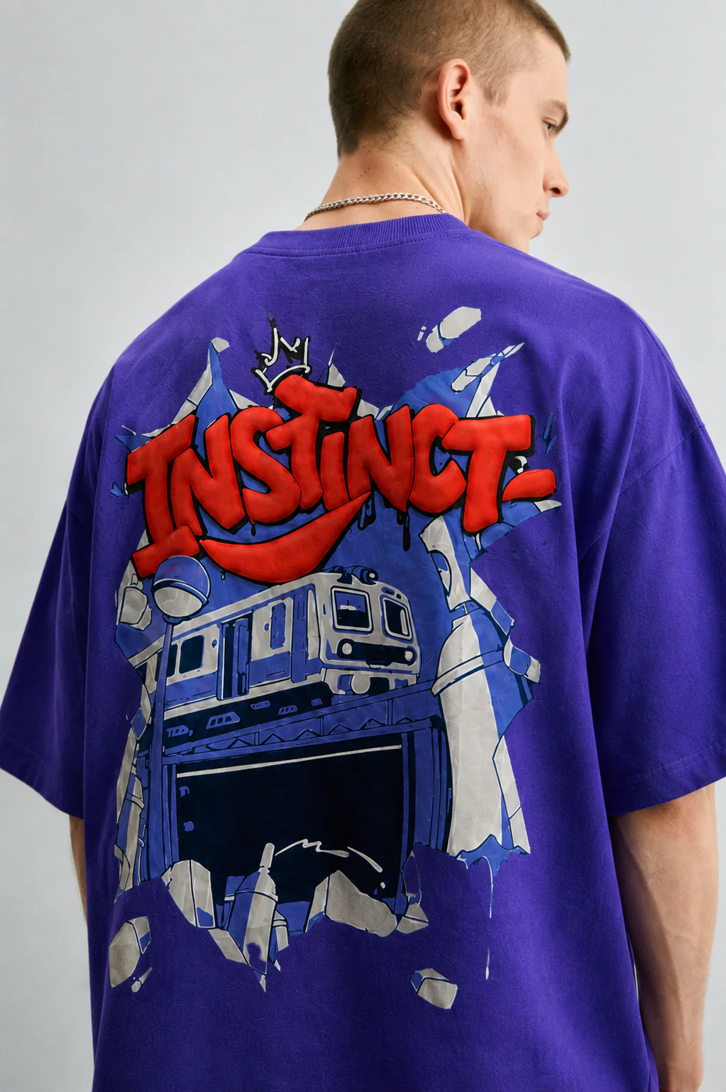 Train Wreck - Oversized T-Shirt (Violet) - Image 5