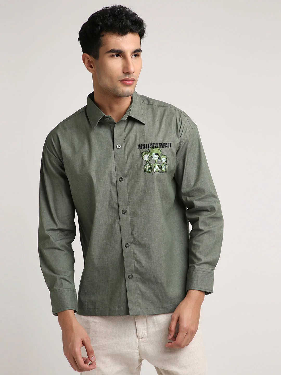 Tribal Shirt - (Olive Green) - Image 4