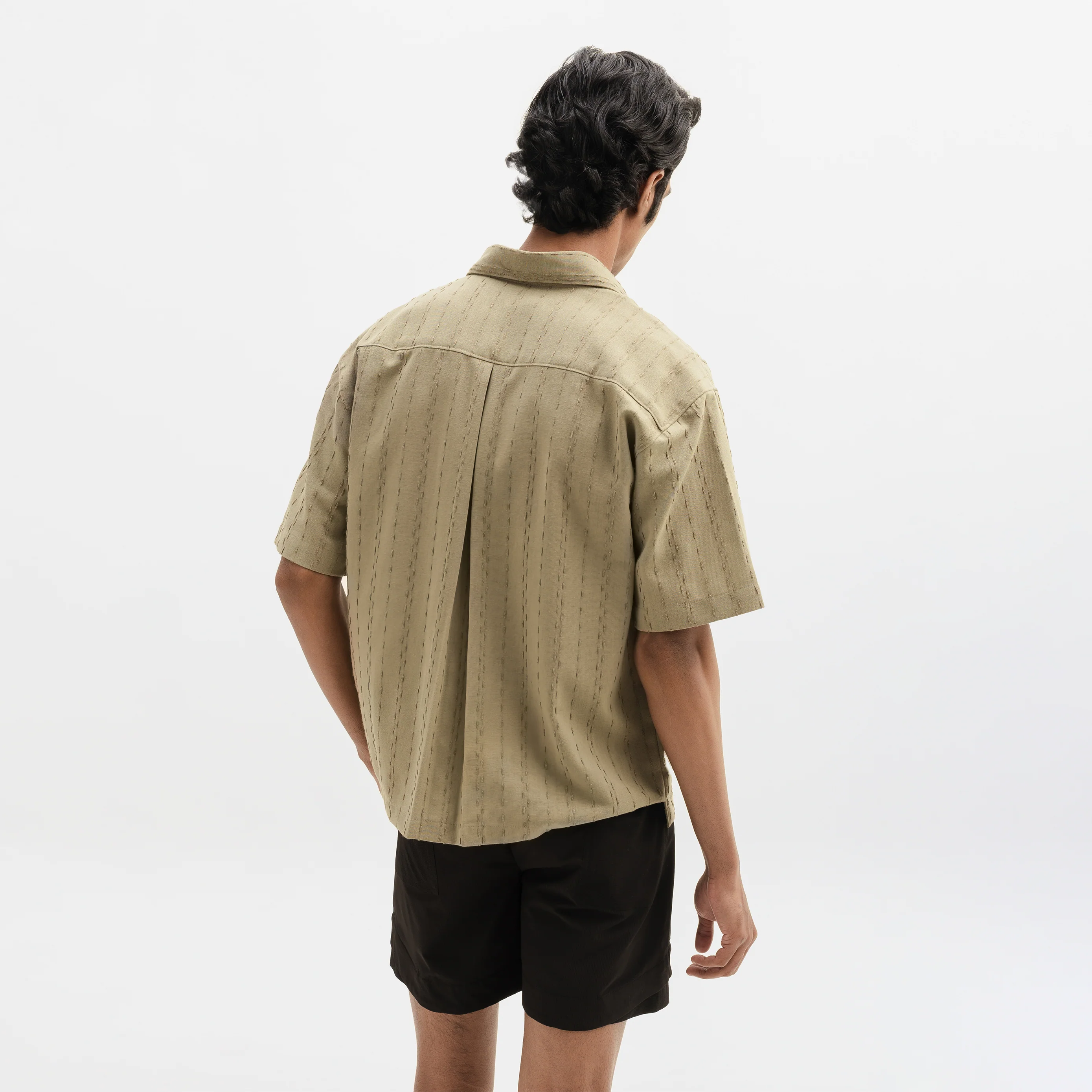 TWO TONED TWISTED YARN SHIRT - BAMBOO GREEN - Image 4