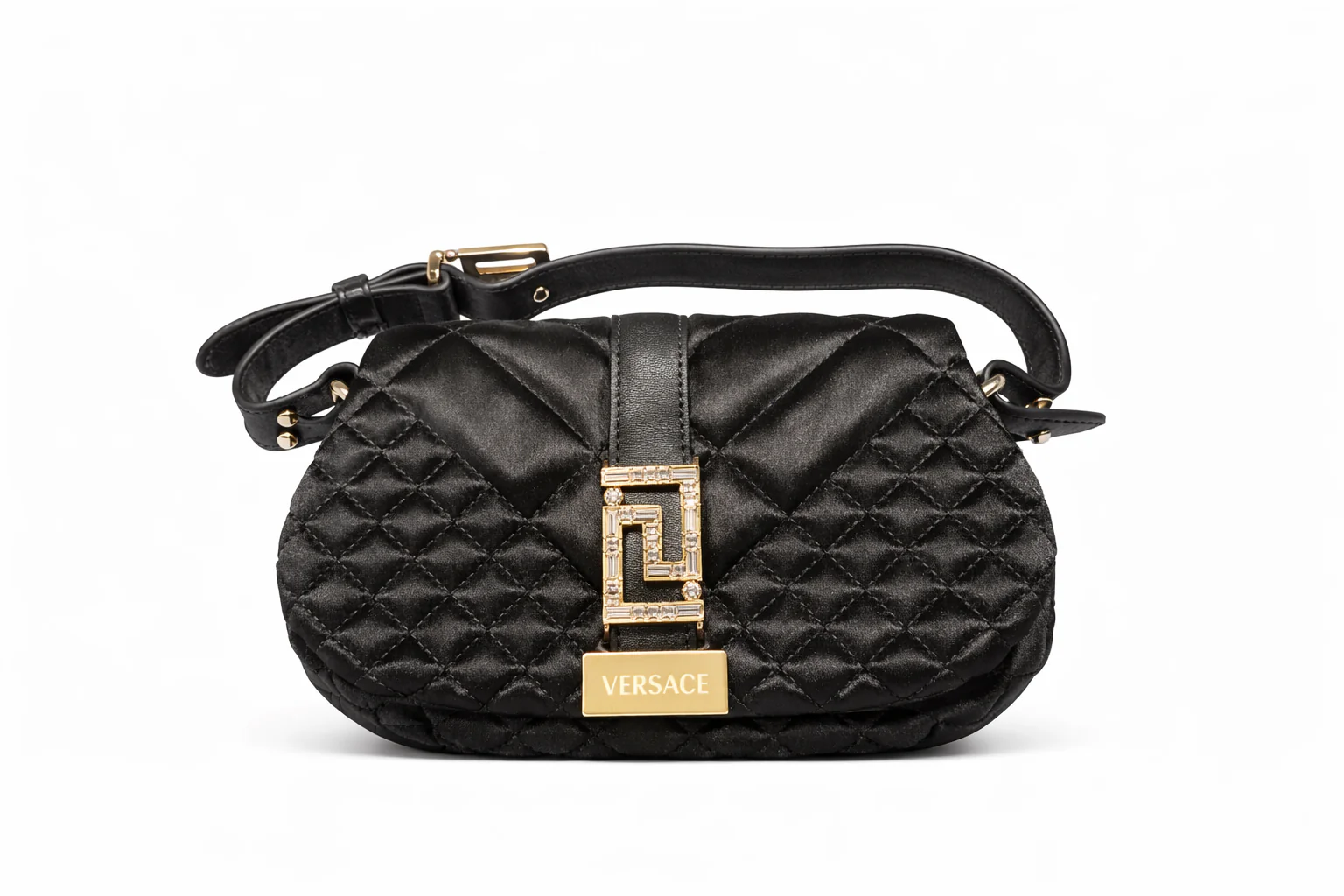 VERSACE GRECA GODDESS SHOULDER BAG BLACK