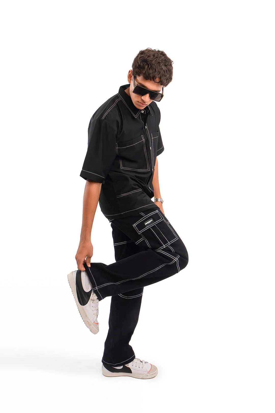 Void contrast stichline shirt - Jet black - Image 4