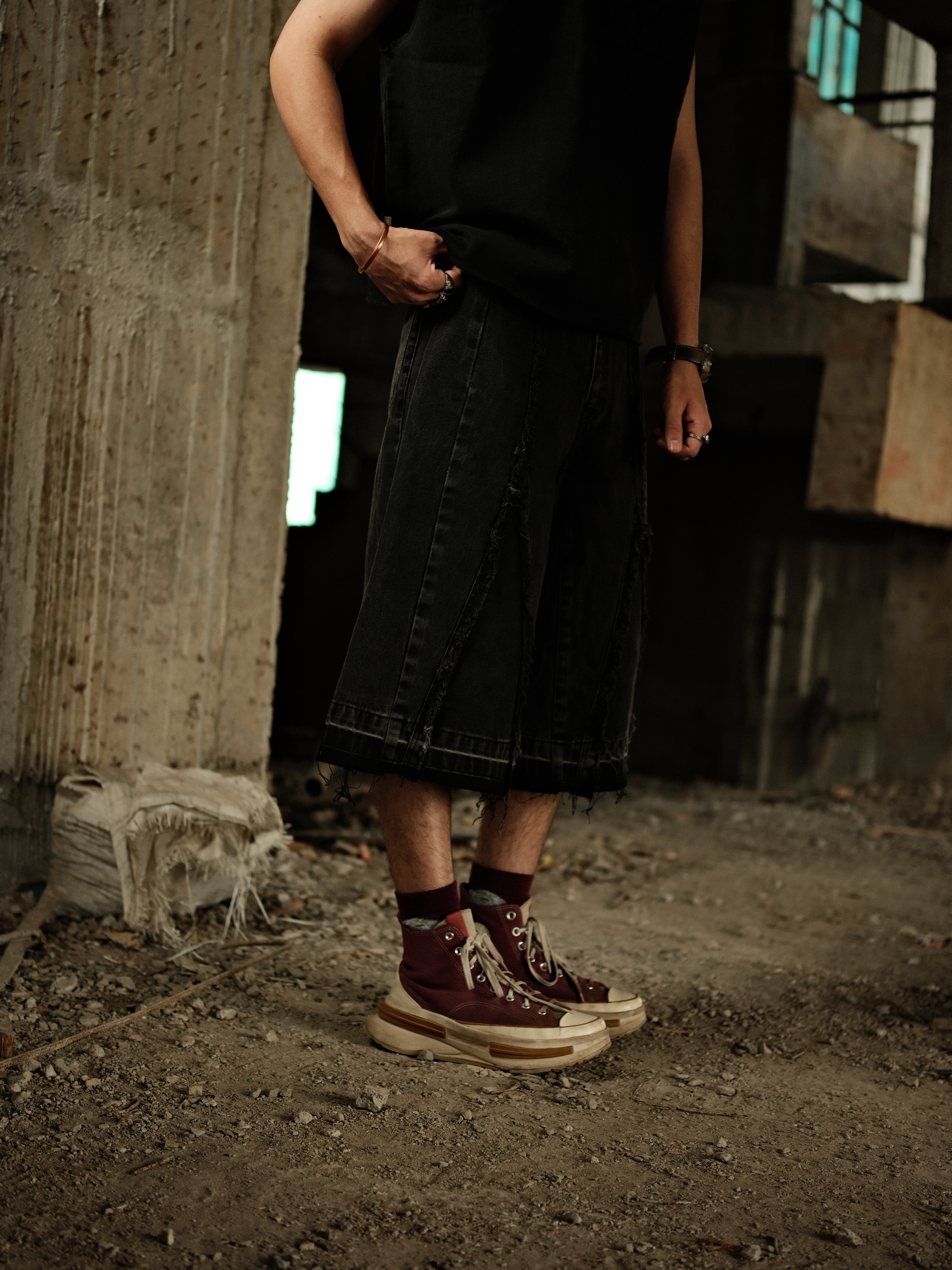 Void Stitched - Jorts (Black) - Image 3