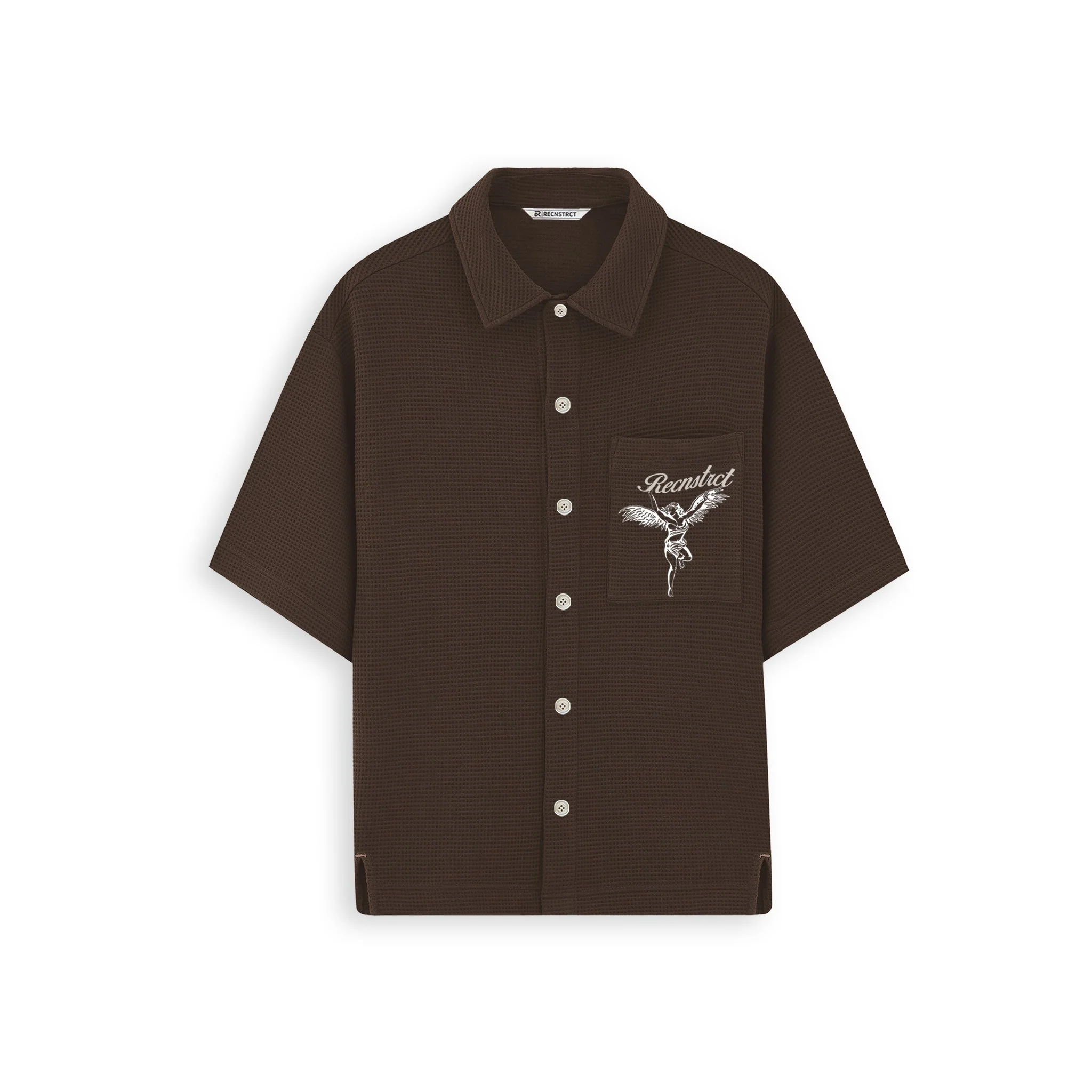 Waffle-Knit Textured shirt - Brown - Image 2