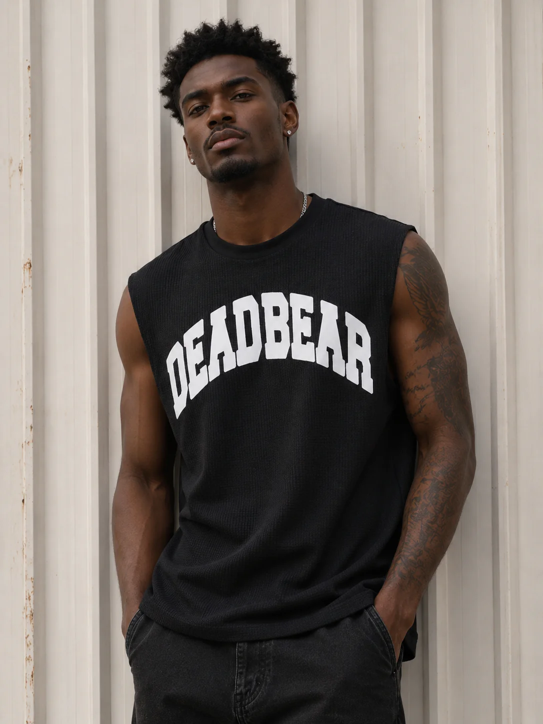 Waffle Tank Black - Image 3