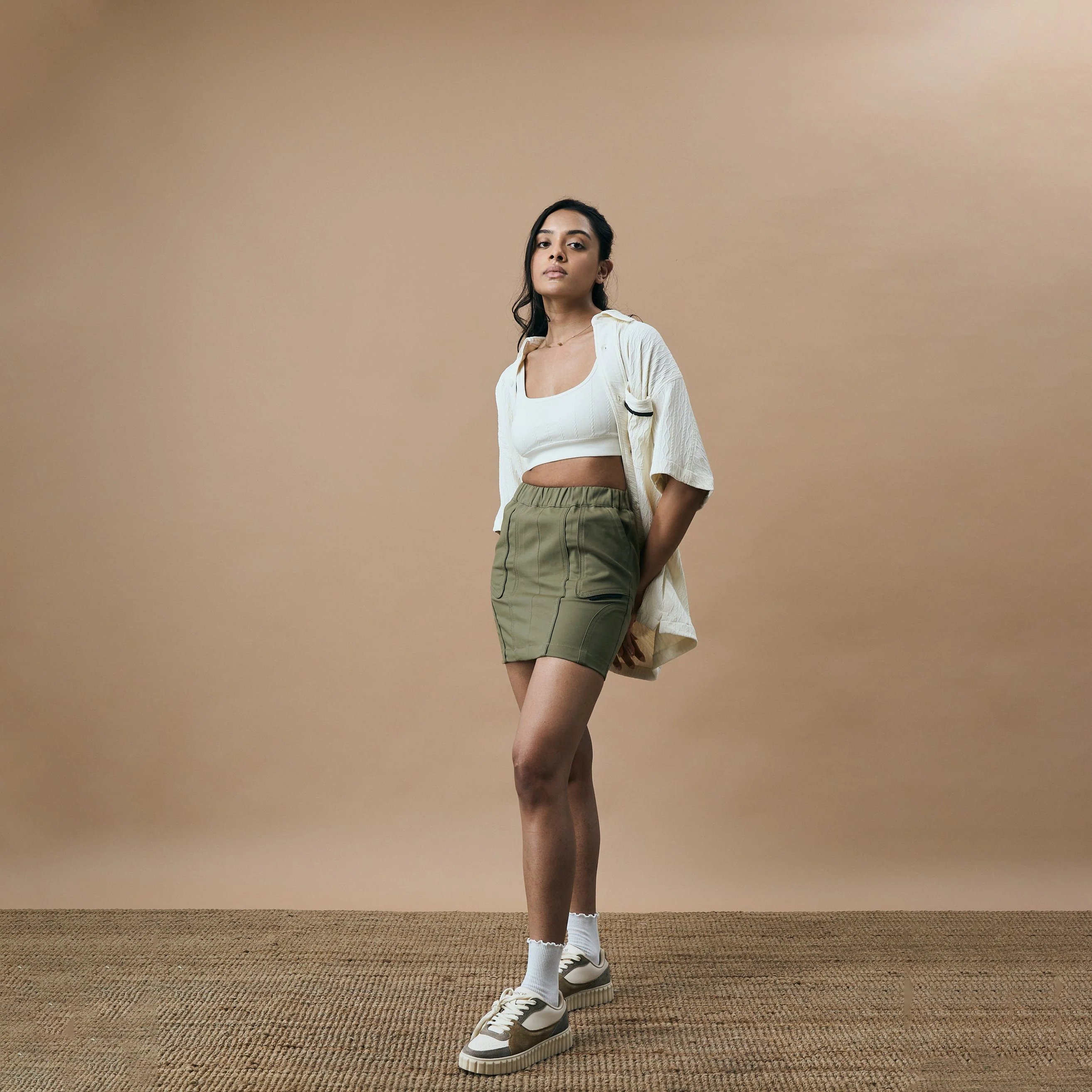 WARPED PANEL SKIRT- ARTICHOKE - Image 2