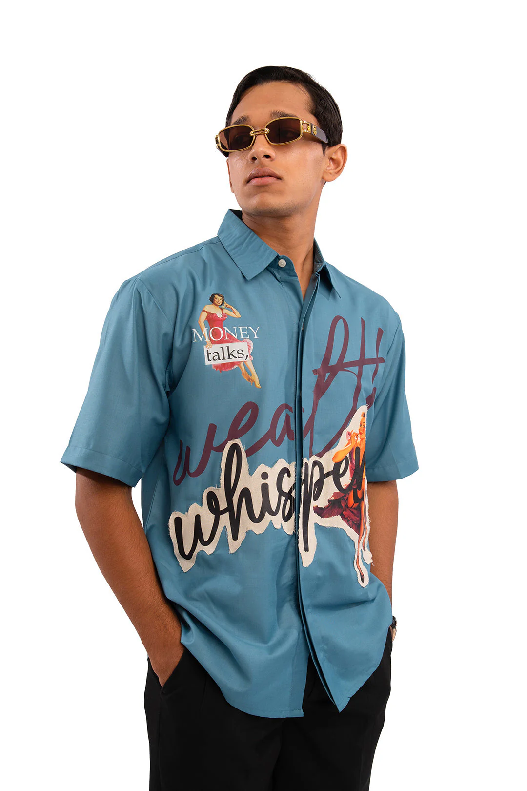 Wealth whispers shirt - Teal Blue - Image 3