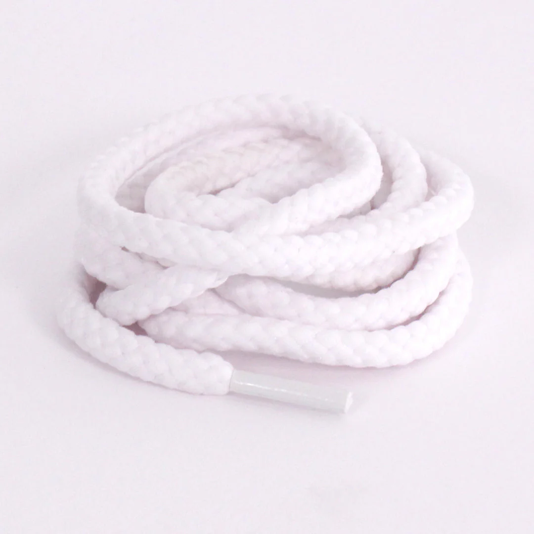 White Braided Rope Slim Sneaker Laces | Premium Slimcord Shoelaces by KNOTTY - Image 2